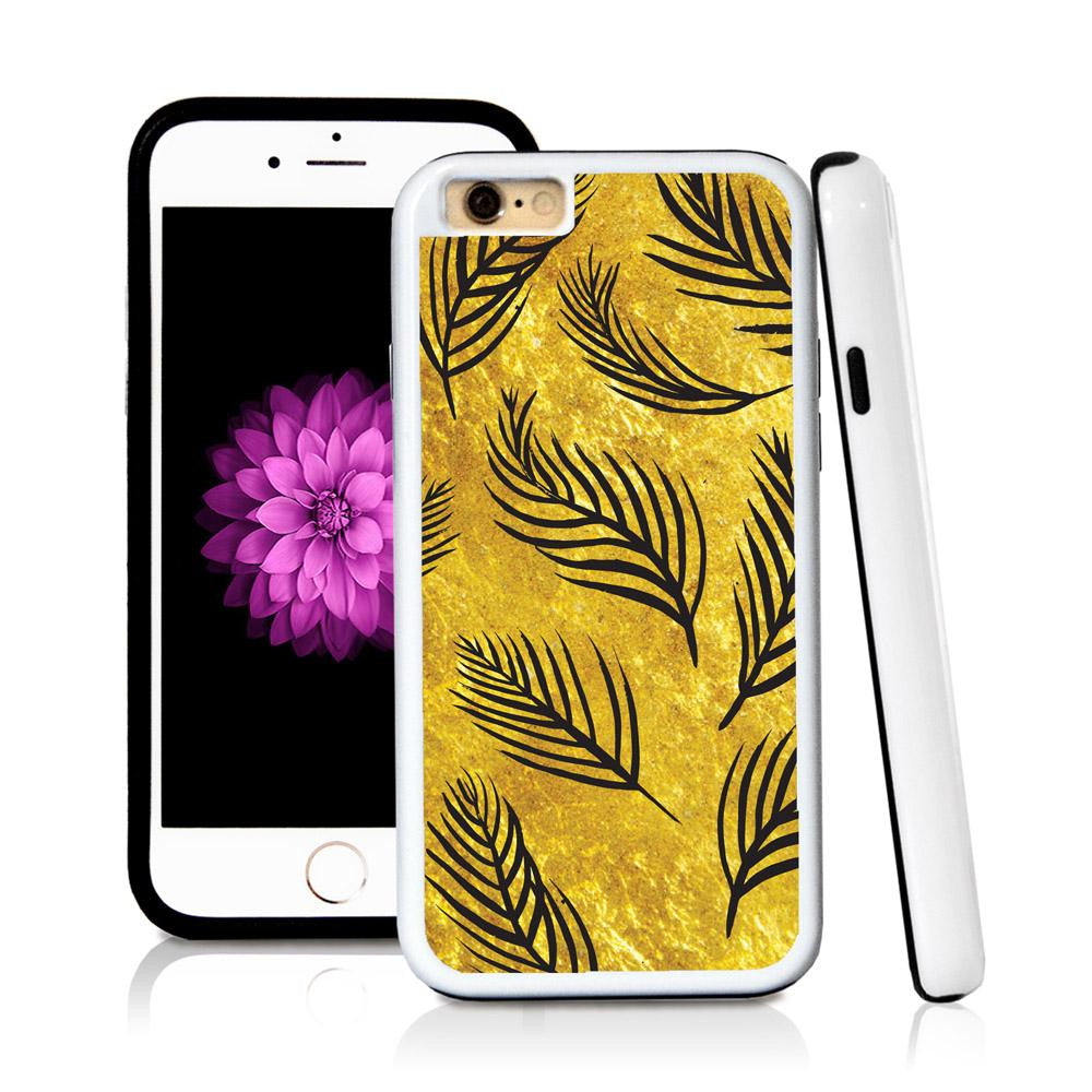 iPhone 6 case Palm leaves nine in Shiny Gold Texture with hard plastic and rubber protective cover