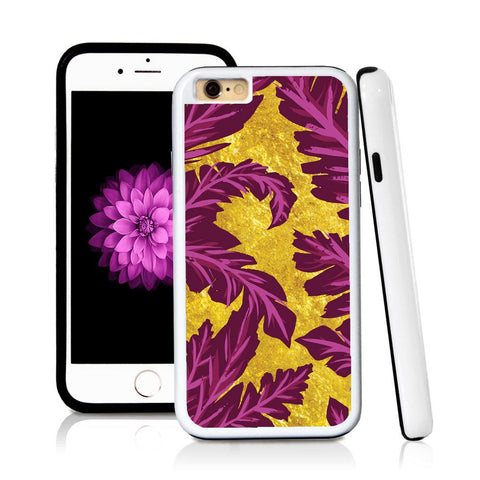 iPhone 6 case Palm leaves purple in Shiny Gold Texture with hard plastic & rubber protective cover