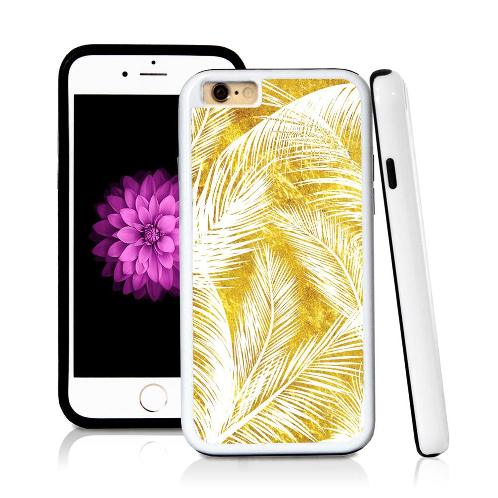 iPhone 6 case Palm leaves thin in Shiny Gold Texture with hard plastic & rubber protective cover