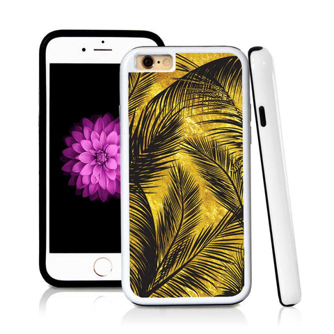 iPhone 6 case Palm leaves thin in Shiny Gold Texture with hard plastic and rubber protective cover