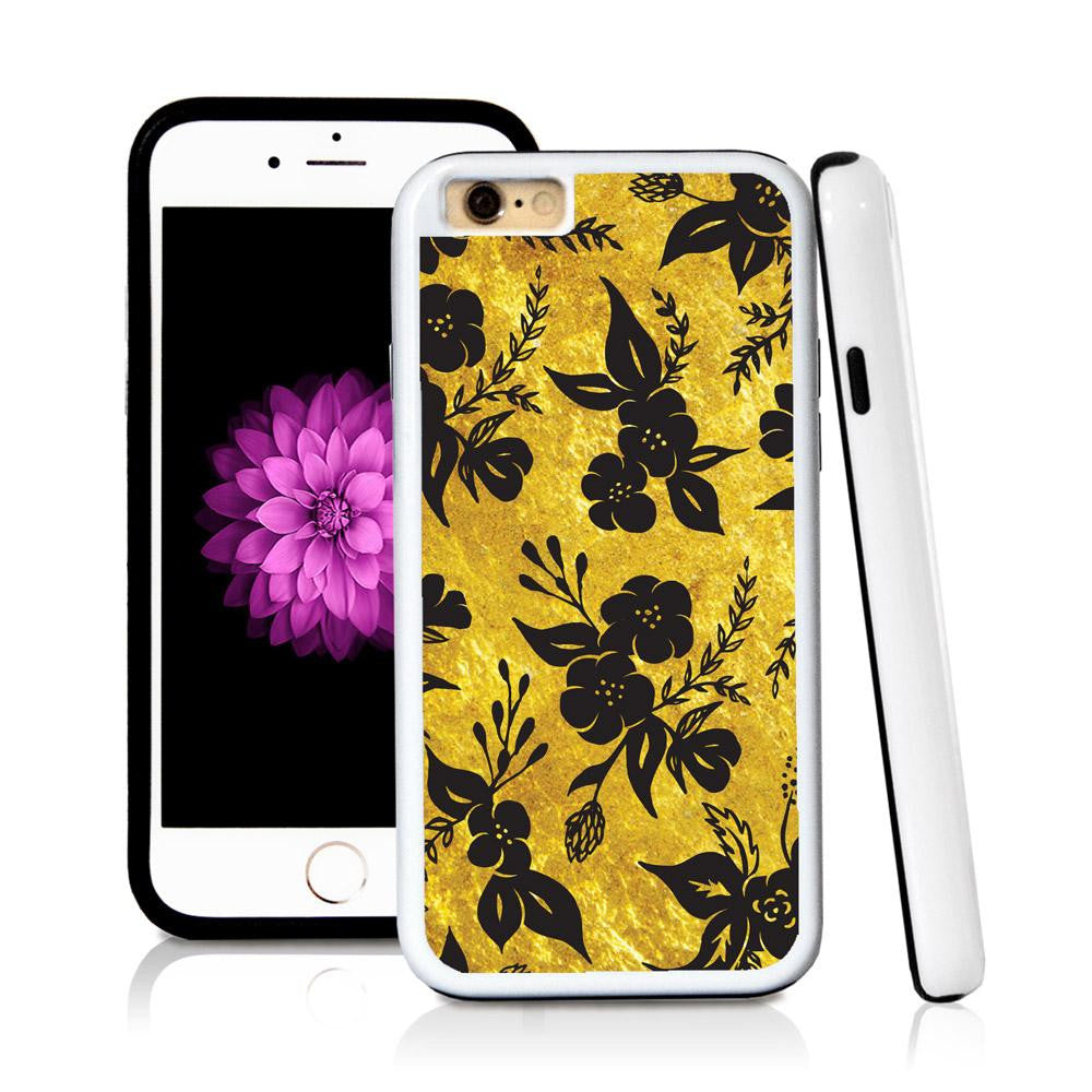 iPhone 6 case Solid flowal clusters in Shiny Gold Texture with hard plastic and rubber protective cover