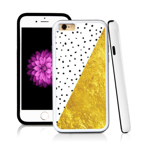 iPhone 6 case Split screen polka dot white in Shiny Gold Texture with hard plastic & rubber protective cover