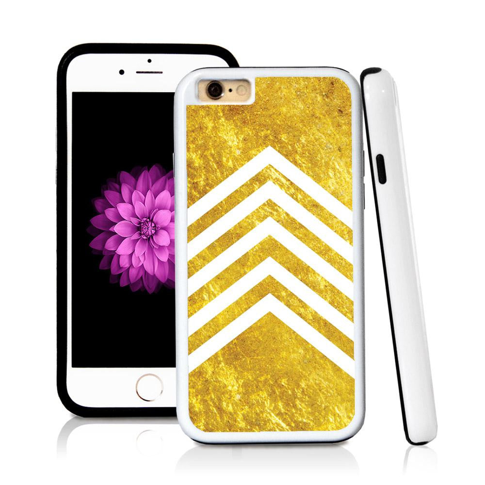 iPhone 6 case Stripes five middle page v in Shiny Gold Texture with hard plastic & rubber protective cover