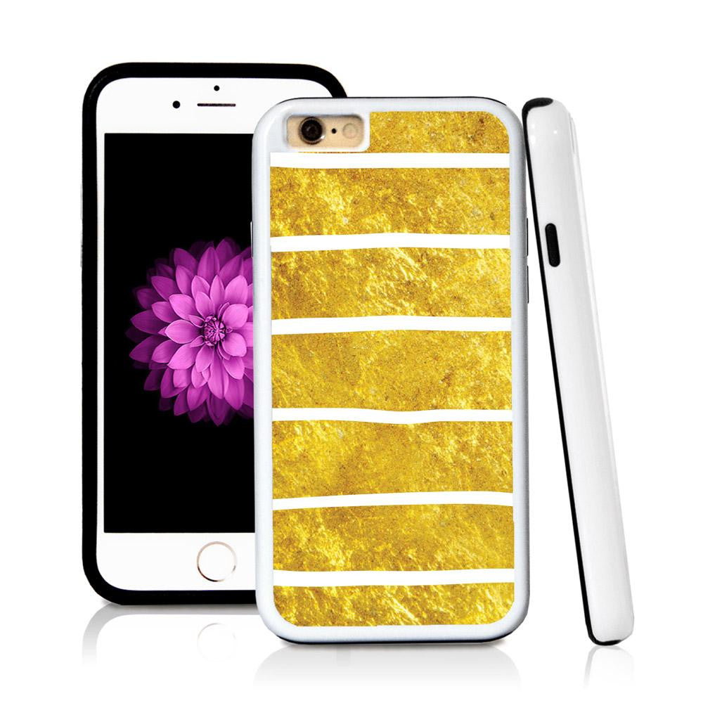 iPhone 6 case Stripes six in Shiny Gold Texture with hard plastic & rubber protective cover