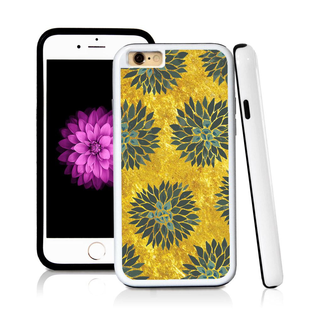 iPhone 6 case Succulent two in Shiny Gold Texture with hard plastic & rubber protective cover