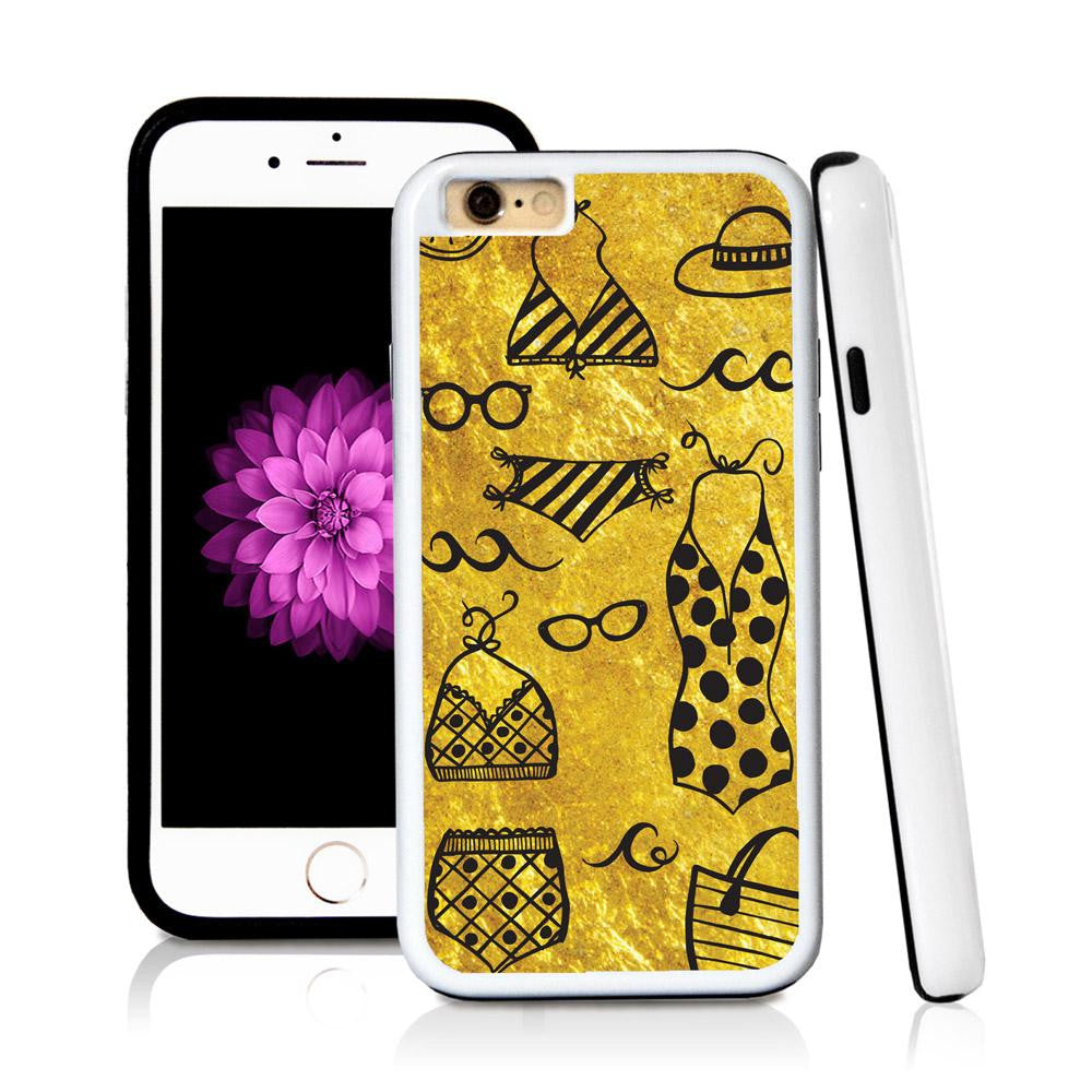 iPhone 6 case Swim vintage scene in Shiny Gold Texture with hard plastic and rubber protective cover