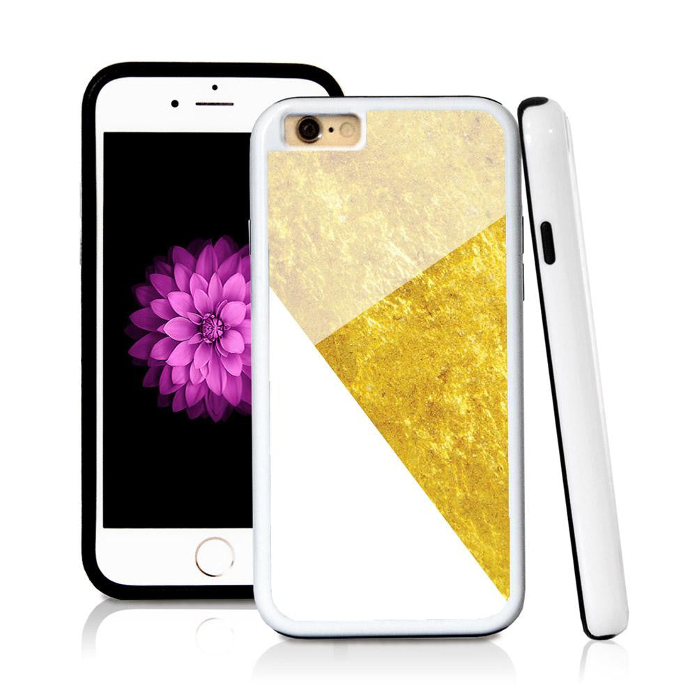 iPhone 6 case Three abstract modern simple sections in Shiny Gold Texture with hard plastic & rubber protective cover