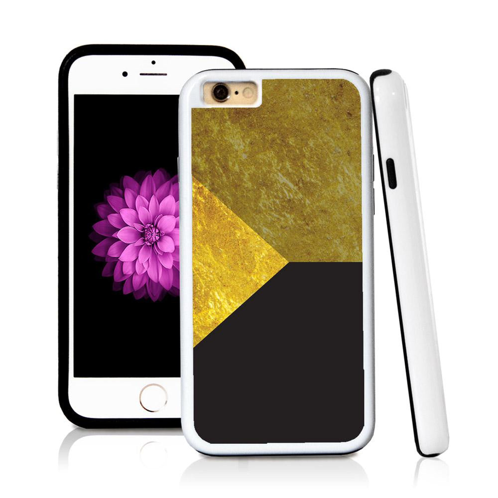 iPhone 6 case Three sections triangle left in Shiny Gold Texture with hard plastic and rubber protective cover