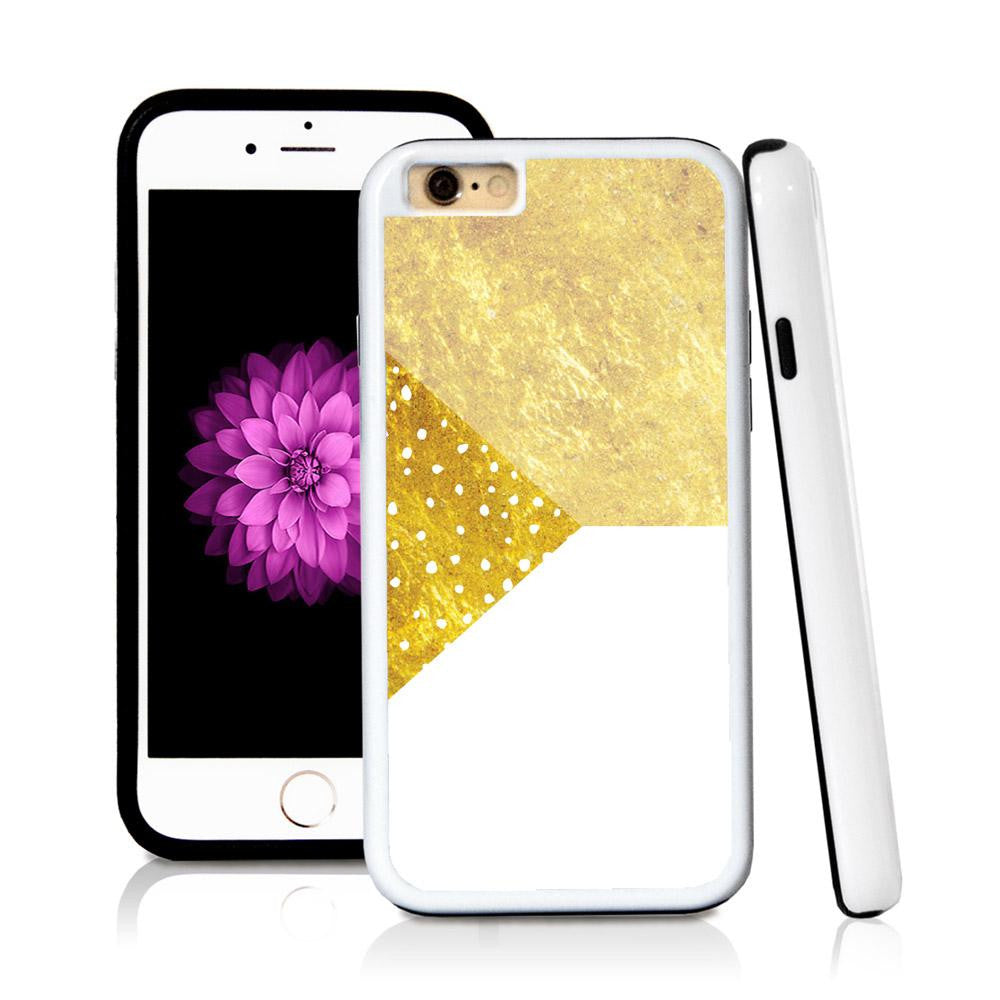 iPhone 6 case Three sections triangle left polka dots in Shiny Gold Texture with hard plastic & rubber protective cover