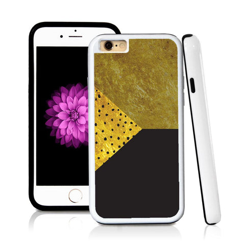 iPhone 6 case Three sections triangle left polka dots in Shiny Gold Texture with hard plastic and rubber protective cover