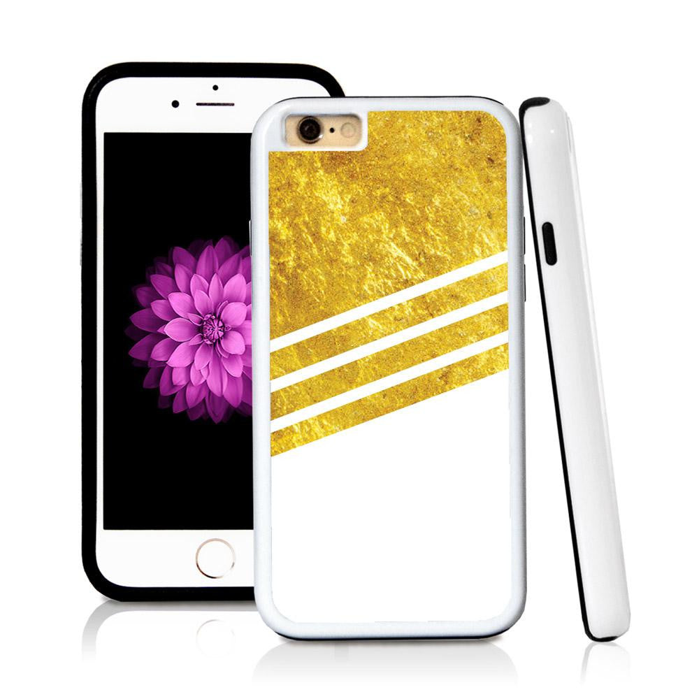 iPhone 6 case Three stripes bottom half in Shiny Gold Texture with hard plastic & rubber protective cover