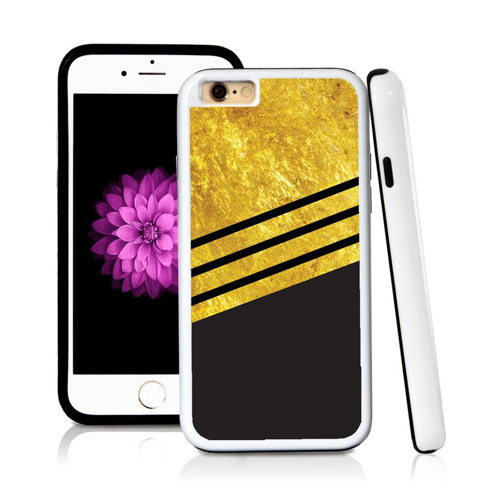 iPhone 6 case Three stripes bottom half in Shiny Gold Texture with hard plastic and rubber protective cover