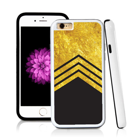 iPhone 6 case Three stripe triangle bottom in Shiny Gold Texture with hard plastic and rubber protective cover