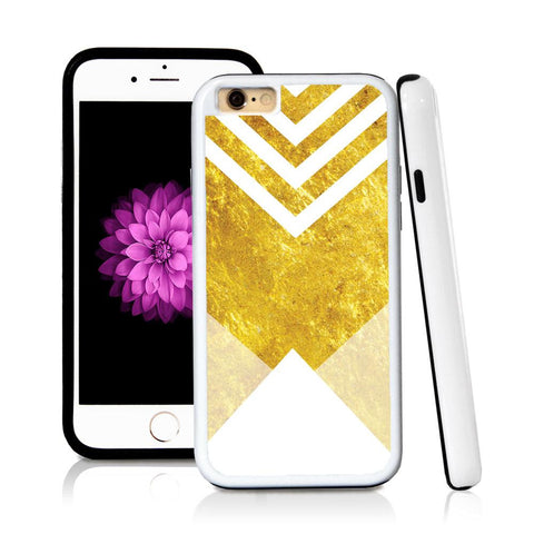 iPhone 6 case Triangle bottom stripes top in Shiny Gold Texture with hard plastic & rubber protective cover