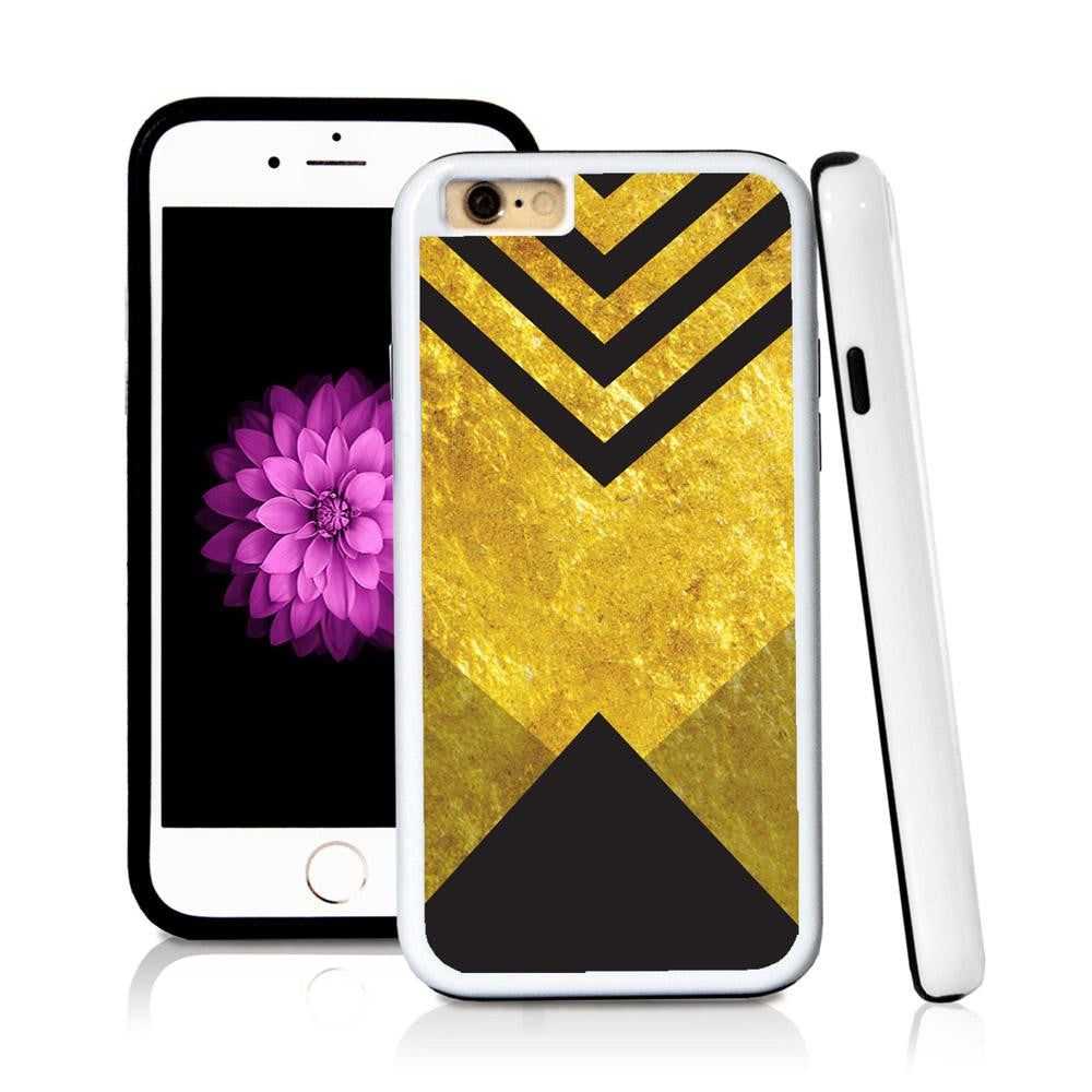 iPhone 6 case Triangle bottom stripes top in Shiny Gold Texture with hard plastic and rubber protective cover