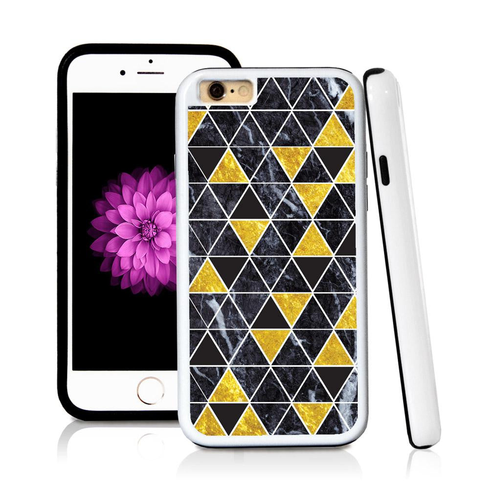 iPhone 6 case Triangle grid pattern in Shiny Gold Texture with hard plastic and rubber protective cover