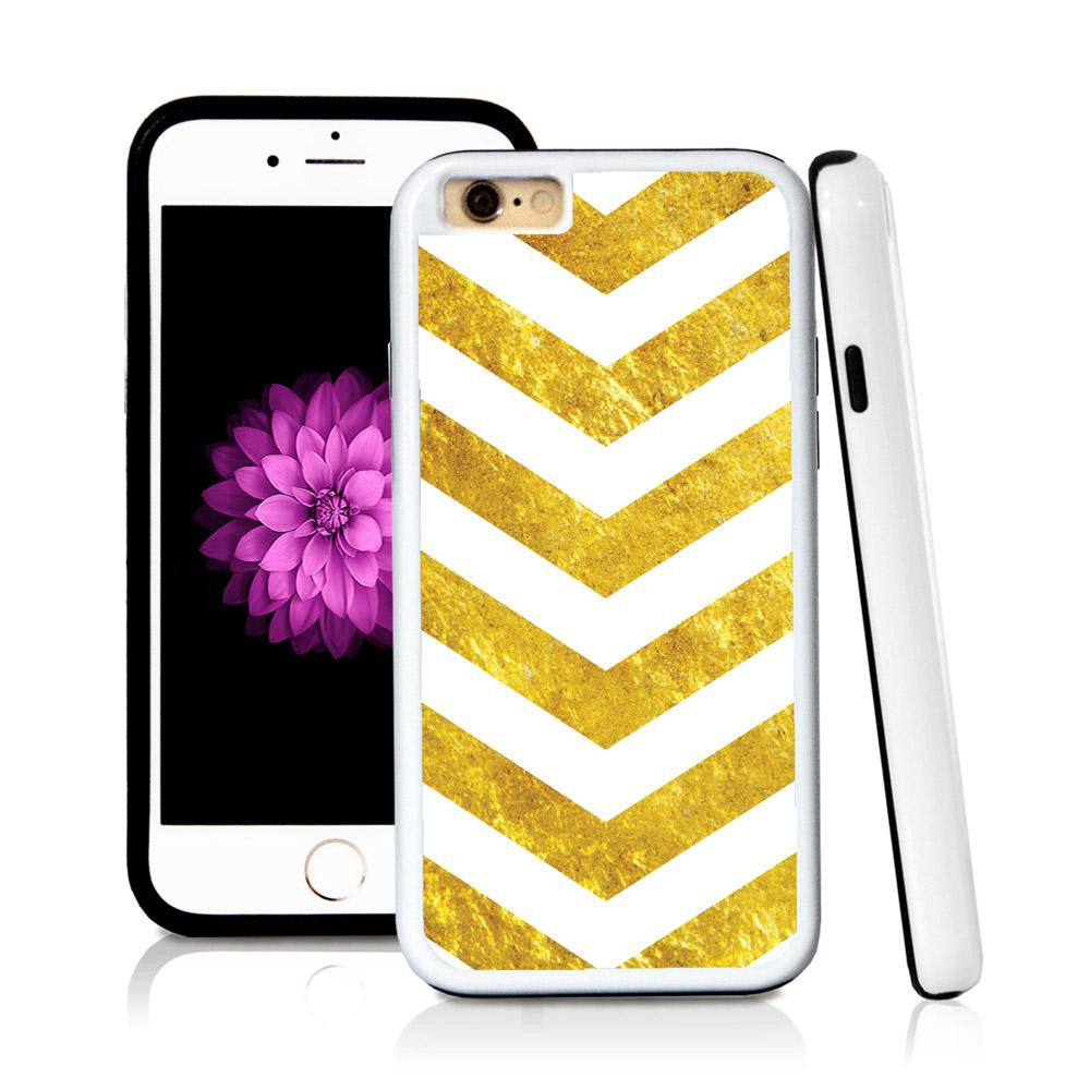 iPhone 6 case V stripe seven in Shiny Gold Texture with hard plastic & rubber protective cover