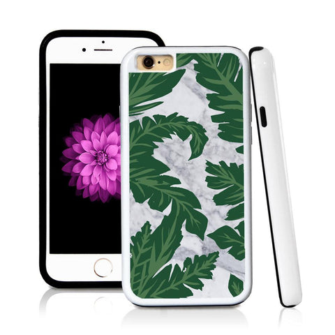 iPhone 6 case Palm leaves green in Light Marble Texture with hard plastic & rubber protective cover