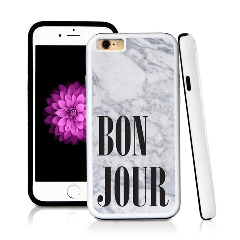 iPhone 6 case Bonjour type in Light Marble Texture with hard plastic and rubber protective cover