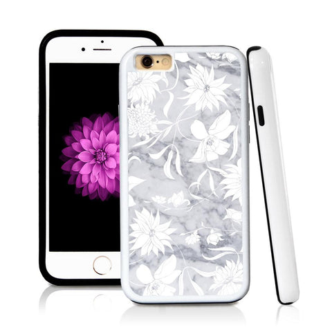 iPhone 6 case Botanical flowers in Light Marble Texture with hard plastic & rubber protective cover