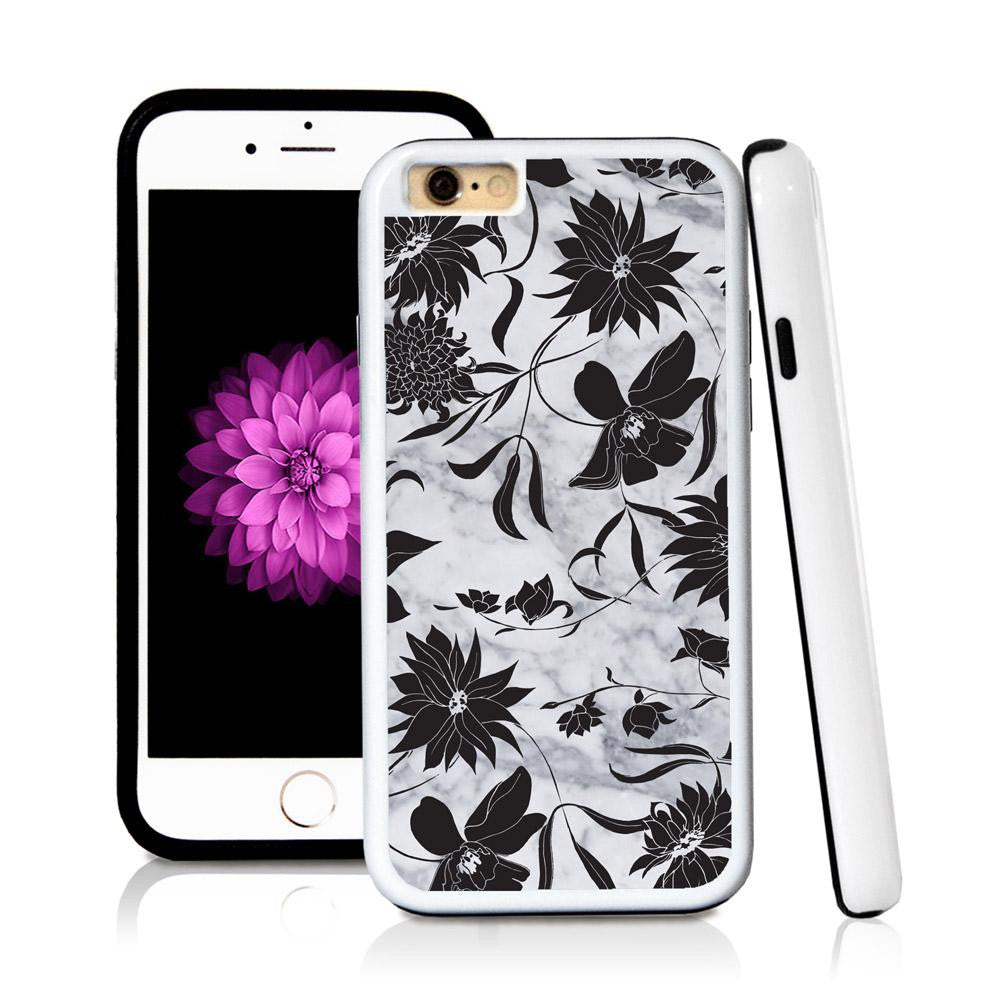 iPhone 6 case Botanical flowers in Light Marble Texture with hard plastic and rubber protective cover