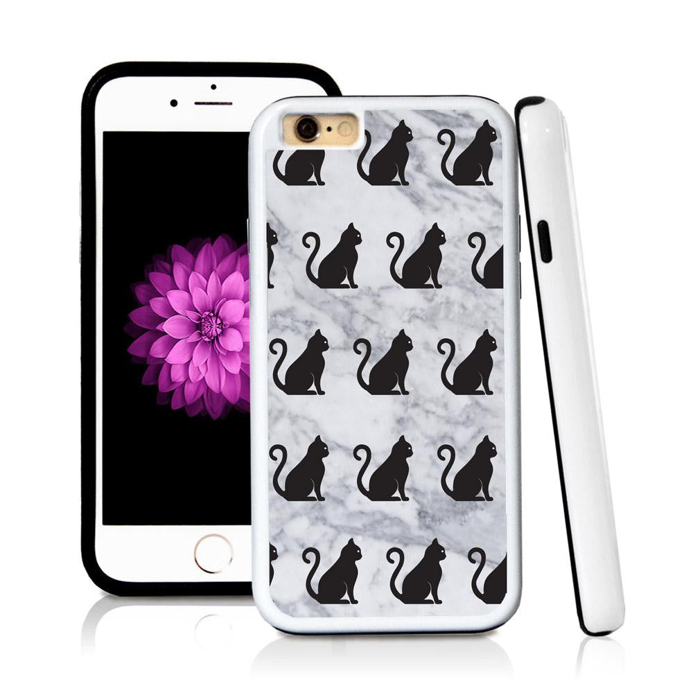 iPhone 6 case Cat sitting in Light Marble Texture with hard plastic & rubber protective cover