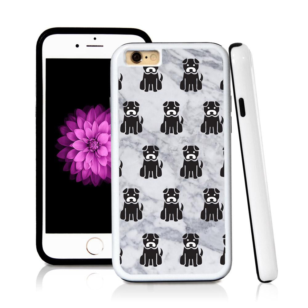 iPhone 6 case Dog sitting in Light Marble Texture with hard plastic & rubber protective cover