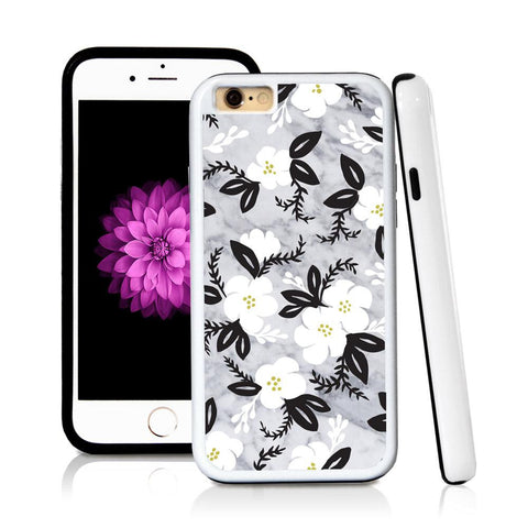 iPhone 6 case Flower cartoony painted in Light Marble Texture with hard plastic & rubber protective cover