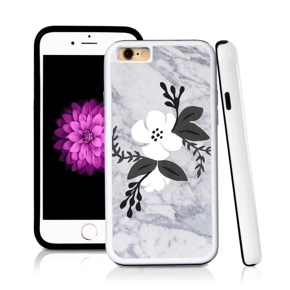 iPhone 6 case Flower cluster centered in Light Marble Texture with hard plastic & rubber protective cover