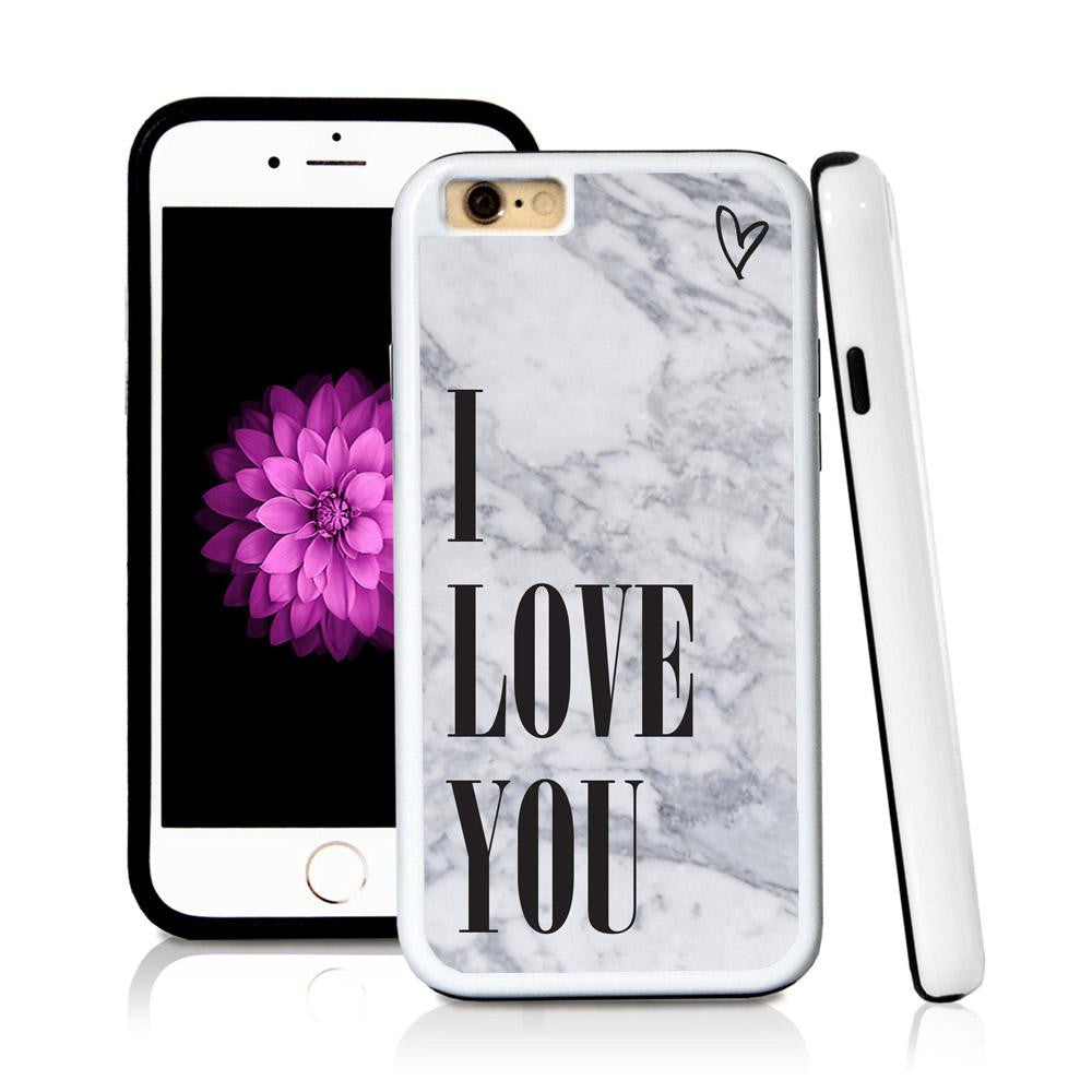 iPhone 6 case I love you in Light Marble Texture with hard plastic and rubber protective cover