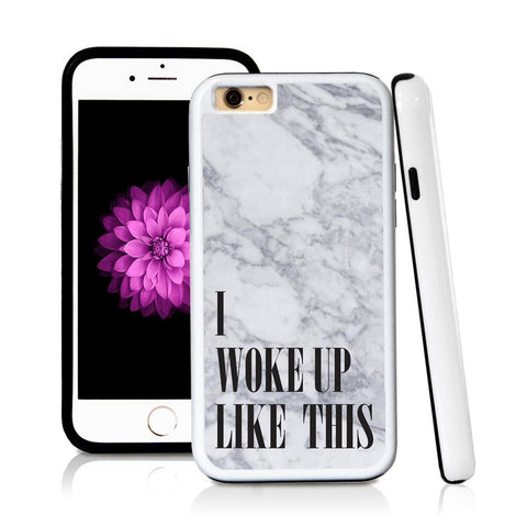 iPhone 6 case I woke up like this in Light Marble Texture with hard plastic and rubber protective cover