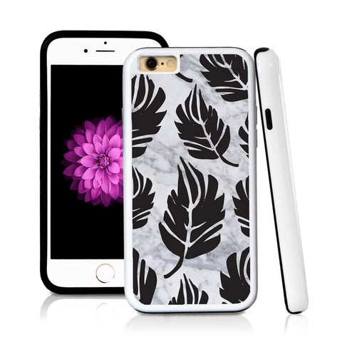 iPhone 6 case Large leaves in Light Marble Texture with hard plastic and rubber protective cover