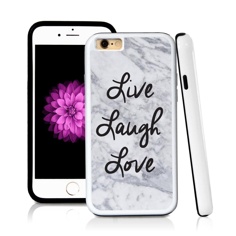 iPhone 6 case Live laugh love in Light Marble Texture with hard plastic and rubber protective cover