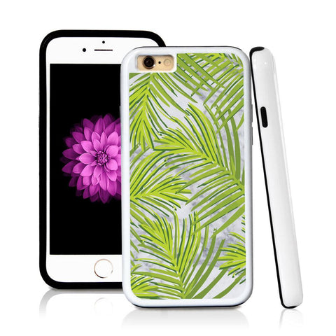 iPhone 6 case Palm leaves green in Light Marble Texture with hard plastic & rubber protective cover