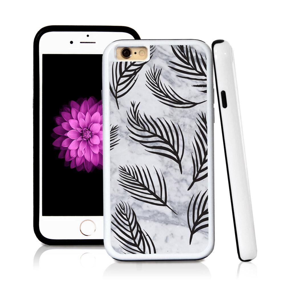 iPhone 6 case Palm leaves nine in Light Marble Texture with hard plastic and rubber protective cover