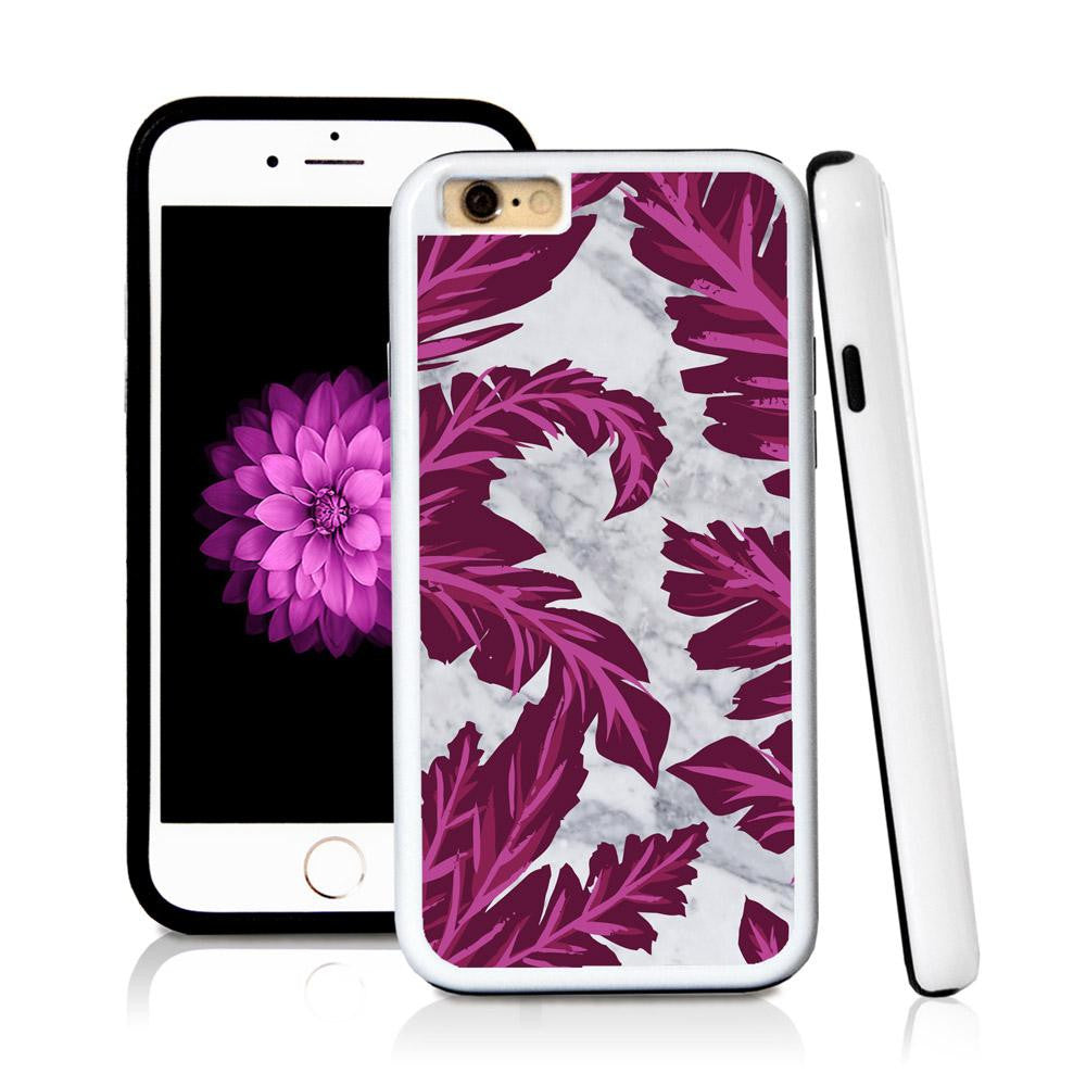 iPhone 6 case Palm leaves purple in Light Marble Texture with hard plastic & rubber protective cover