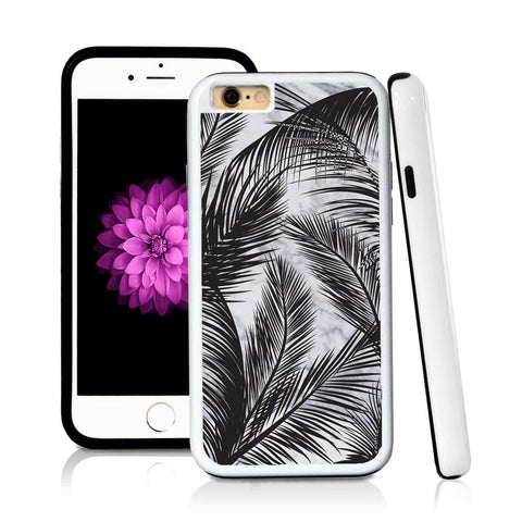 iPhone 6 case Palm leaves thin in Light Marble Texture with hard plastic and rubber protective cover