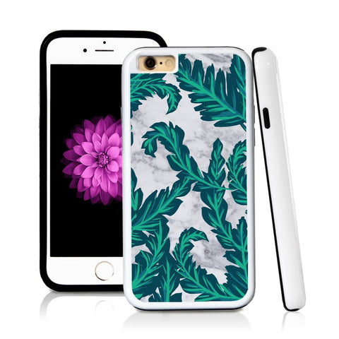 iPhone 6 case Palm leaves turquoise in Light Marble Texture with hard plastic & rubber protective cover