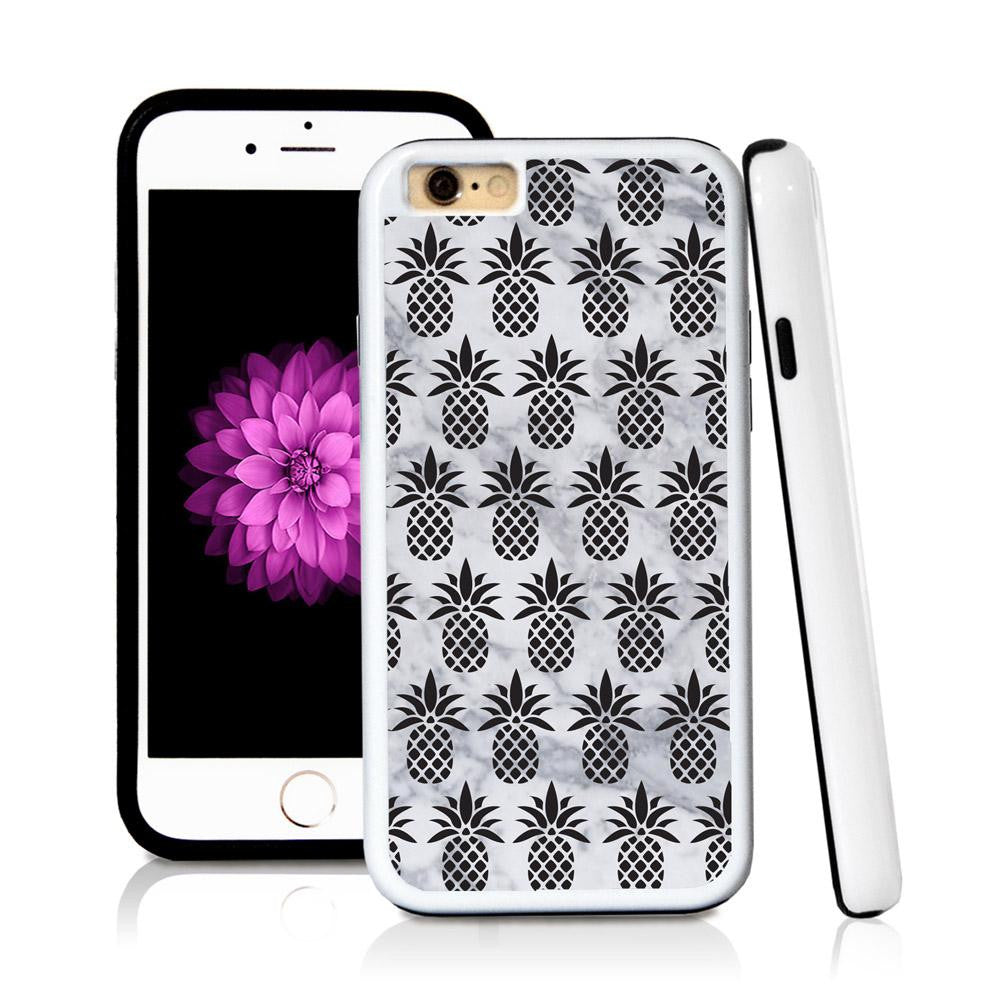 iPhone 6 case Pineapple pattern in Light Marble Texture with hard plastic and rubber protective cover