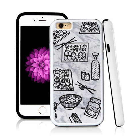 iPhone 6 case Sushi in Light Marble Texture with hard plastic and rubber protective cover