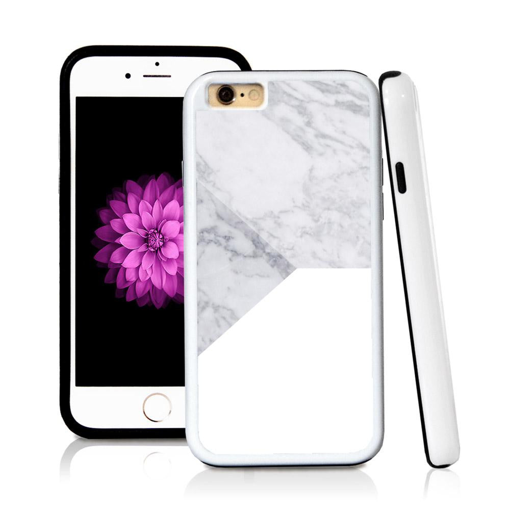 iPhone 6 case Three sections triangle left in Light Marble Texture with hard plastic & rubber protective cover