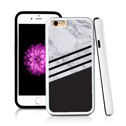 iPhone 6 case Three stripes bottom half in Light Marble Texture with hard plastic and rubber protective cover