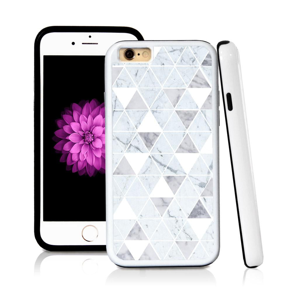 iPhone 6 case Triangle grid pattern white marble in Light Marble Texture with hard plastic & rubber protective cover