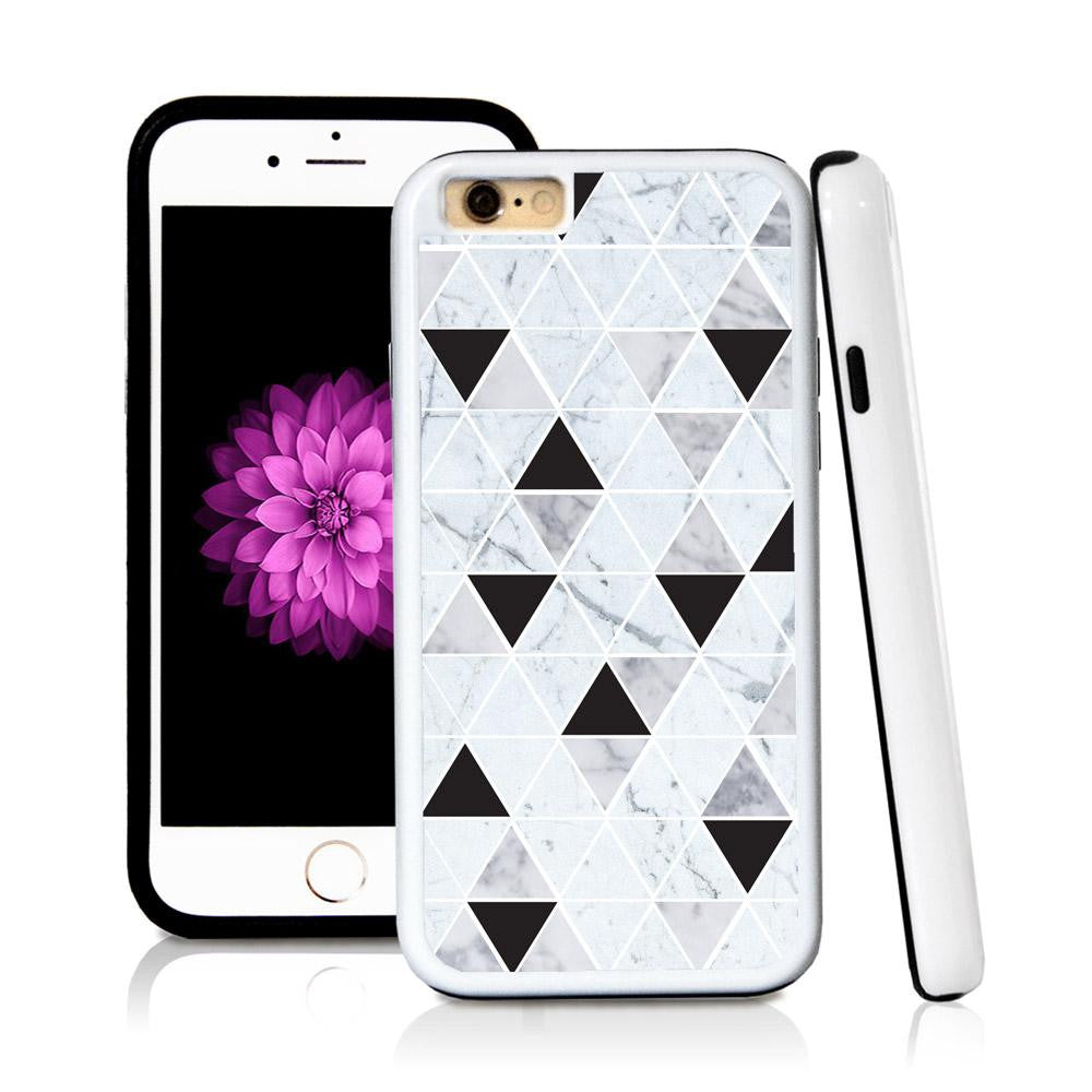 iPhone 6 case Triangle grid pattern white marble in Light Marble Texture with hard plastic and rubber protective cover