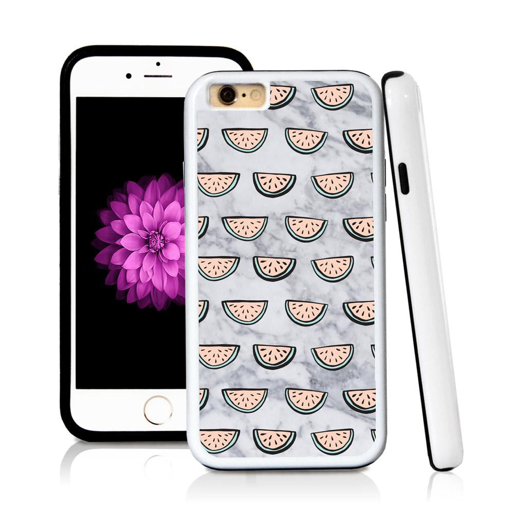 iPhone 6 case Watermelon pattern in Light Marble Texture with hard plastic & rubber protective cover