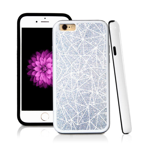 iPhone 6 case Abstract lines in Silver Glitter Texture with hard plastic & rubber protective cover