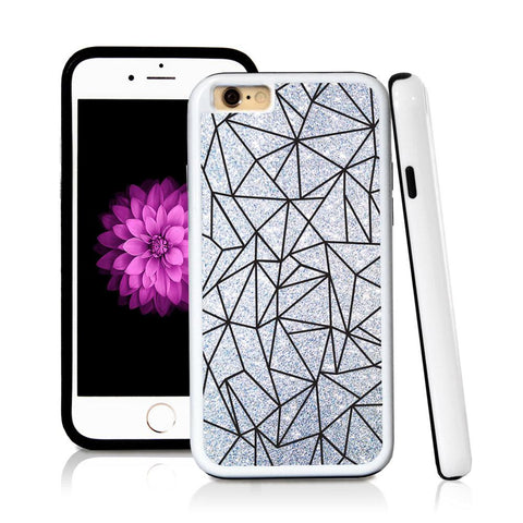 iPhone 6 case Abstract lines in Silver Glitter Texture with hard plastic and rubber protective cover