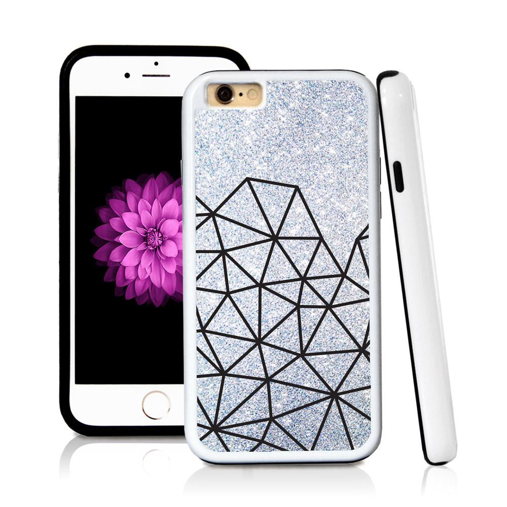 iPhone 6 case Abstract lines bottom half page in Silver Glitter Texture with hard plastic and rubber protective cover