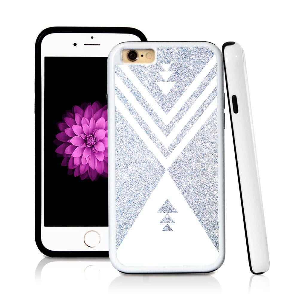 iPhone 6 case Aztec triangle in Silver Glitter Texture with hard plastic & rubber protective cover