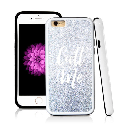 iPhone 6 case Call me in Silver Glitter Texture with hard plastic & rubber protective cover